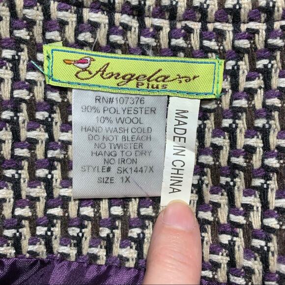 50% OFF Angela Knit Skirt Wool Blend Midi Purple Black - Picture 6 of 6